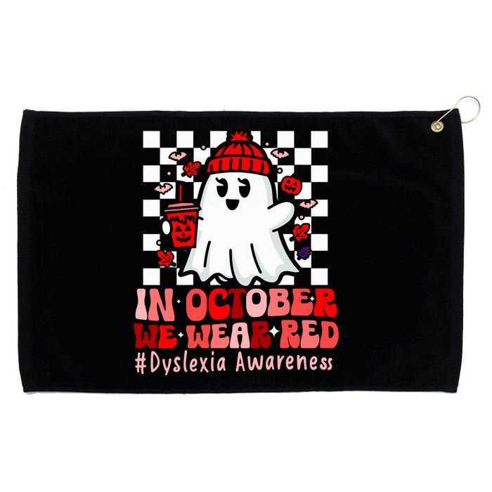 I Wear Red Dyslexia Awareness Month Ghost Halloween Grommeted Golf Towel