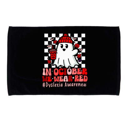 I Wear Red Dyslexia Awareness Month Ghost Halloween Microfiber Hand Towel