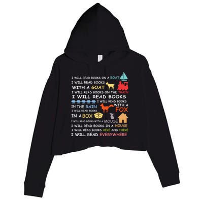 I Will Read Books Everywhere Reading Gifts For Book Lovers Crop Fleece Hoodie