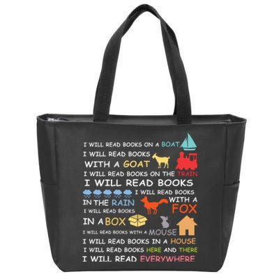 I Will Read Books Everywhere Reading Gifts For Book Lovers Zip Tote Bag