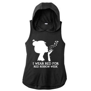 I Wear Red For Red Ribbon Week Awareness American Gift Ladies PosiCharge Tri-Blend Wicking Draft Hoodie Tank