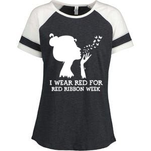 I Wear Red For Red Ribbon Week Awareness American Gift Enza Ladies Jersey Colorblock Tee