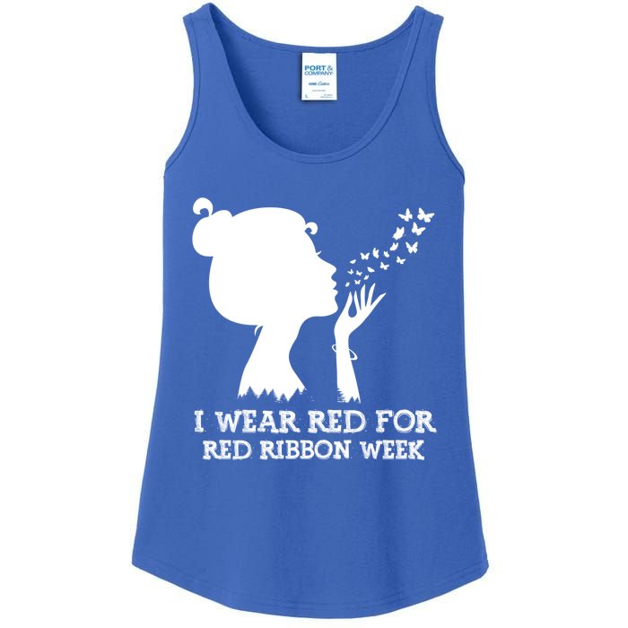 I Wear Red For Red Ribbon Week Awareness American Gift Ladies Essential Tank