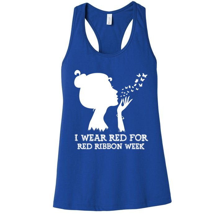 I Wear Red For Red Ribbon Week Awareness American Gift Women's Racerback Tank