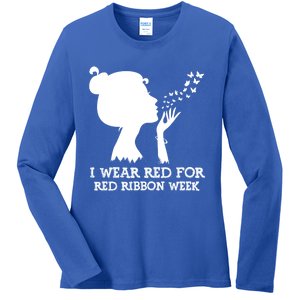 I Wear Red For Red Ribbon Week Awareness American Gift Ladies Long Sleeve Shirt