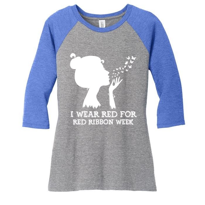 I Wear Red For Red Ribbon Week Awareness American Gift Women's Tri-Blend 3/4-Sleeve Raglan Shirt