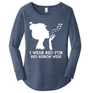 I Wear Red For Red Ribbon Week Awareness American Gift Women's Perfect Tri Tunic Long Sleeve Shirt