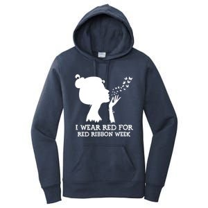 I Wear Red For Red Ribbon Week Awareness American Gift Women's Pullover Hoodie