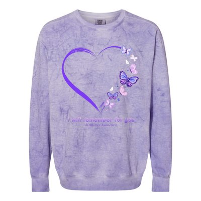 I Will Remember For You Butterfly Alzheimers Awareness Colorblast Crewneck Sweatshirt