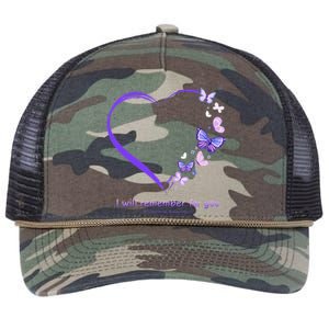 I Will Remember For You Butterfly Alzheimers Awareness Retro Rope Trucker Hat Cap