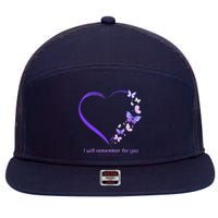 I Will Remember For You Butterfly Alzheimers Awareness 7 Panel Mesh Trucker Snapback Hat