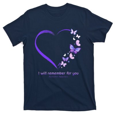 I Will Remember For You Butterfly Alzheimers Awareness T-Shirt