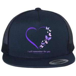 I Will Remember For You Butterfly Alzheimers Awareness Flat Bill Trucker Hat