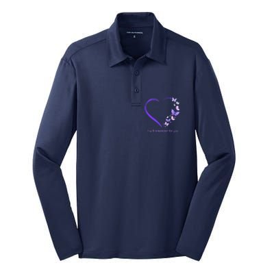 I Will Remember For You Butterfly Alzheimers Awareness Silk Touch Performance Long Sleeve Polo