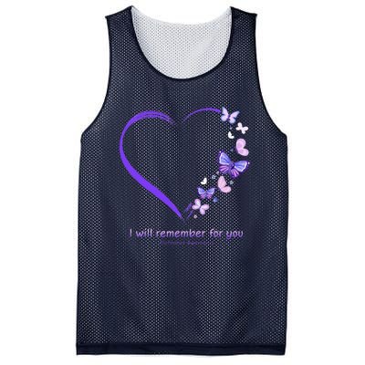 I Will Remember For You Butterfly Alzheimers Awareness Mesh Reversible Basketball Jersey Tank