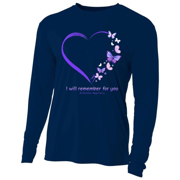 I Will Remember For You Butterfly Alzheimers Awareness Cooling Performance Long Sleeve Crew