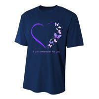 I Will Remember For You Butterfly Alzheimers Awareness Performance Sprint T-Shirt