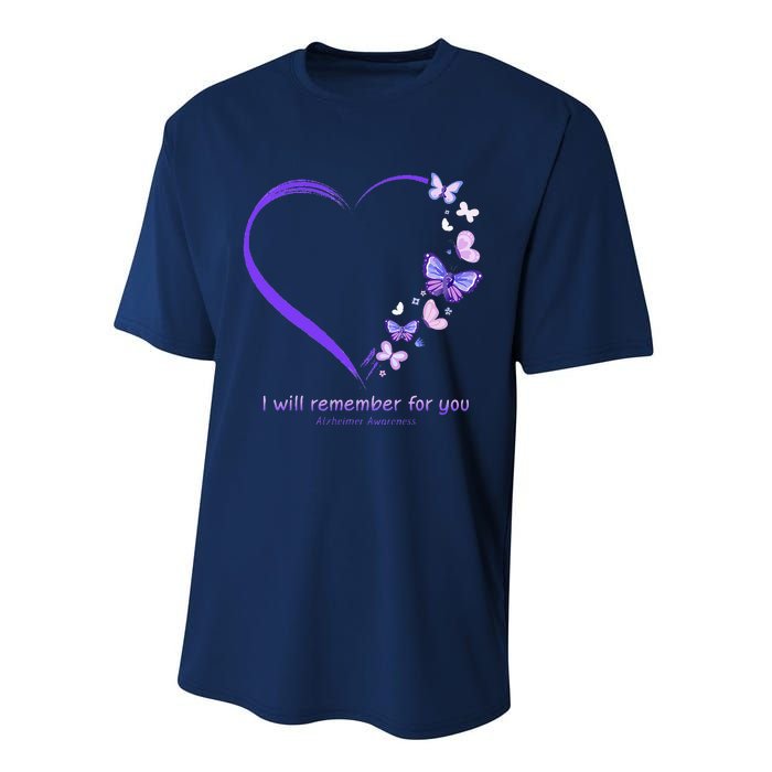 I Will Remember For You Butterfly Alzheimers Awareness Performance Sprint T-Shirt