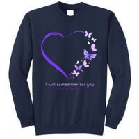 I Will Remember For You Butterfly Alzheimers Awareness Tall Sweatshirt