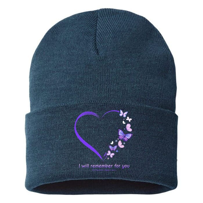 I Will Remember For You Butterfly Alzheimers Awareness Sustainable Knit Beanie