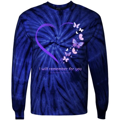 I Will Remember For You Butterfly Alzheimers Awareness Tie-Dye Long Sleeve Shirt