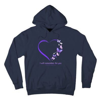 I Will Remember For You Butterfly Alzheimers Awareness Tall Hoodie