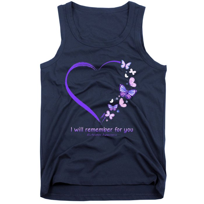 I Will Remember For You Butterfly Alzheimers Awareness Tank Top