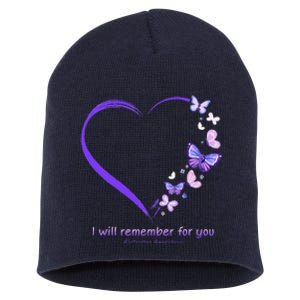 I Will Remember For You Butterfly Alzheimers Awareness Short Acrylic Beanie