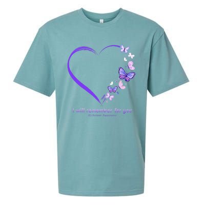 I Will Remember For You Butterfly Alzheimers Awareness Sueded Cloud Jersey T-Shirt