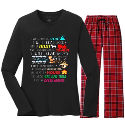 I Will Read Books On A Boat & Everywhere Reading Women's Long Sleeve Flannel Pajama Set 