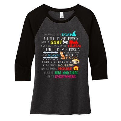 I Will Read Books On A Boat & Everywhere Reading Women's Tri-Blend 3/4-Sleeve Raglan Shirt