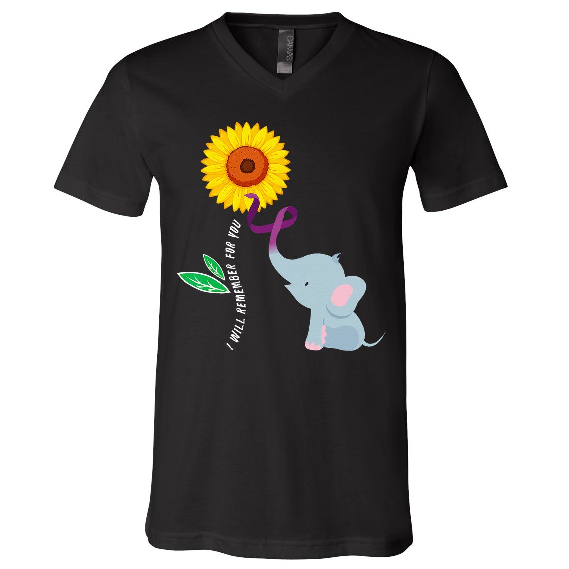 I Will Remember For You ALZ Dementia Alzheimers Awareness V-Neck T-Shirt