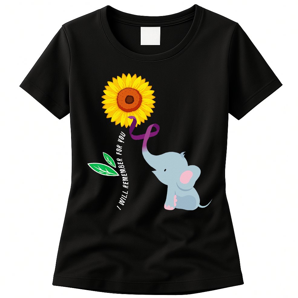 I Will Remember For You ALZ Dementia Alzheimers Awareness Womens T-Shirt