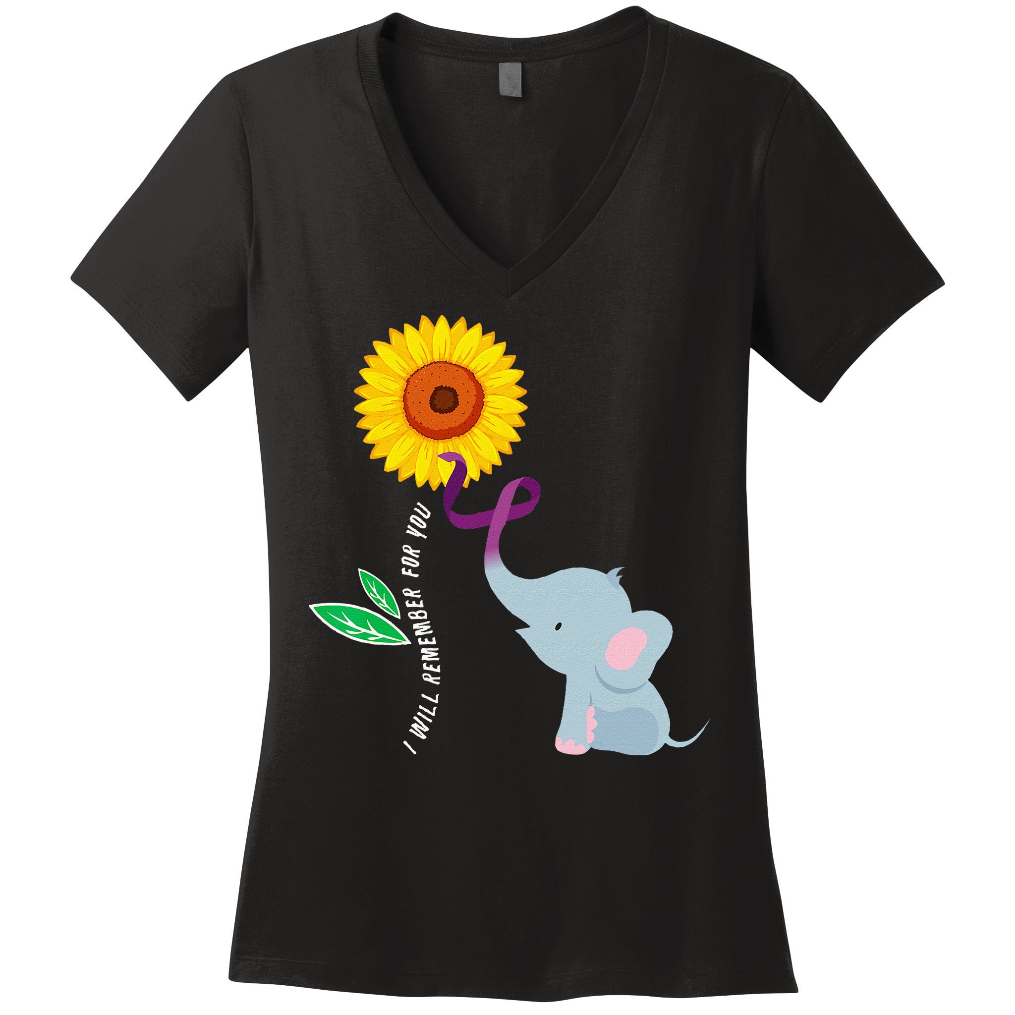 I Will Remember For You ALZ Dementia Alzheimers Awareness Women's V-Neck T-Shirt