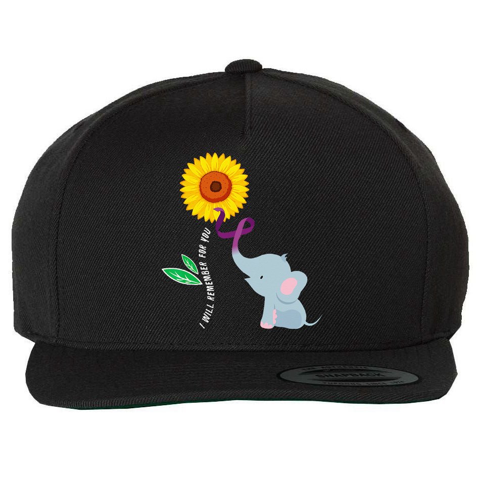I Will Remember For You ALZ Dementia Alzheimers Awareness Wool Snapback Cap