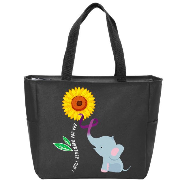 I Will Remember For You ALZ Dementia Alzheimers Awareness Zip Tote Bag