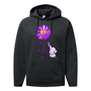 I Will Remember For You Elephant Alzheimers Awareness Performance Fleece Hoodie