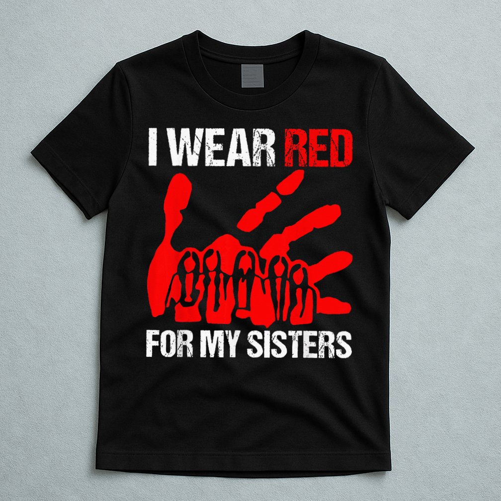 I Wear Red For MySister Native American Stop MMIW Red Hand T-Shirt