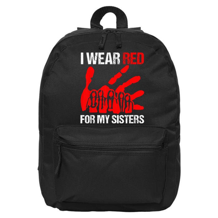 I Wear Red For MySister Native American Stop MMIW Red Hand 16 in Basic Backpack