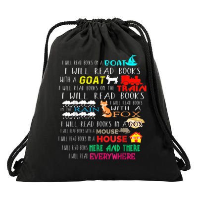 I Will Read Books On A Boat & Everywhere Reading Kid Drawstring Bag