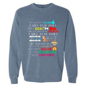 I Will Read Books On A Boat & Everywhere Reading Kid Garment-Dyed Sweatshirt