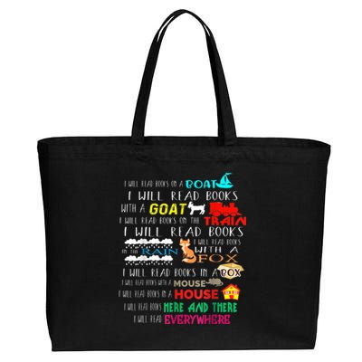 I Will Read Books On A Boat & Everywhere Reading Kid Cotton Canvas Jumbo Tote