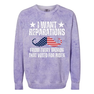 I Want Reparations From Every Moron That Voted For Biden Colorblast Crewneck Sweatshirt