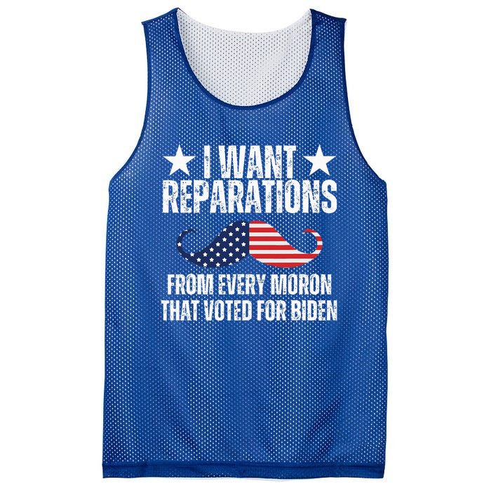 I Want Reparations From Every Moron That Voted For Biden Mesh Reversible Basketball Jersey Tank