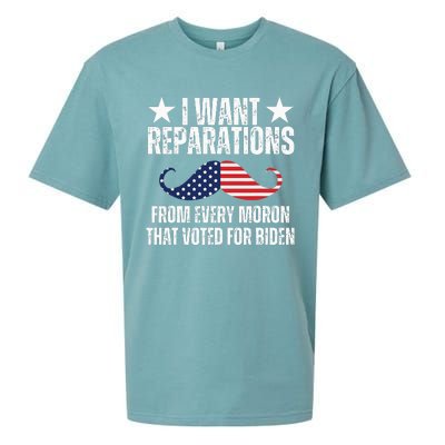 I Want Reparations From Every Moron That Voted For Biden Sueded Cloud Jersey T-Shirt