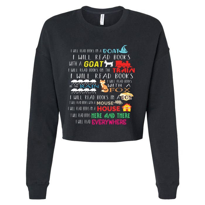 I Will Read Books On A Boat & Everywhere Reading Gifts Cropped Pullover Crew