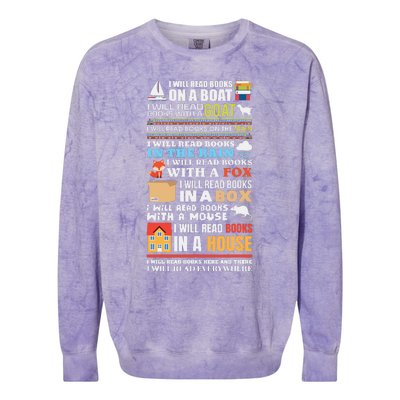 I Will Read Books On A Boat Reading Gift For Readers Colorblast Crewneck Sweatshirt