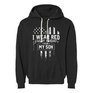 I Wear Red Every Friday For My Son Mom Dad Garment-Dyed Fleece Hoodie