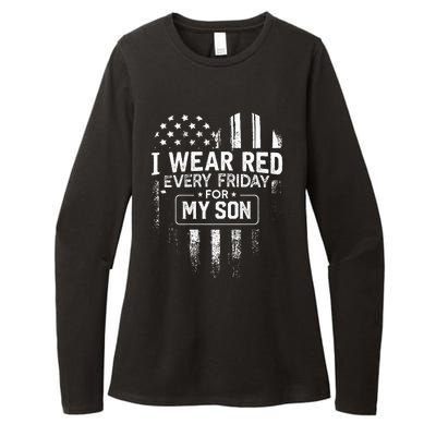 I Wear Red Every Friday For My Son Mom Dad Womens CVC Long Sleeve Shirt