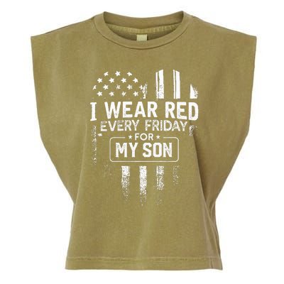 I Wear Red Every Friday For My Son Mom Dad Garment-Dyed Women's Muscle Tee